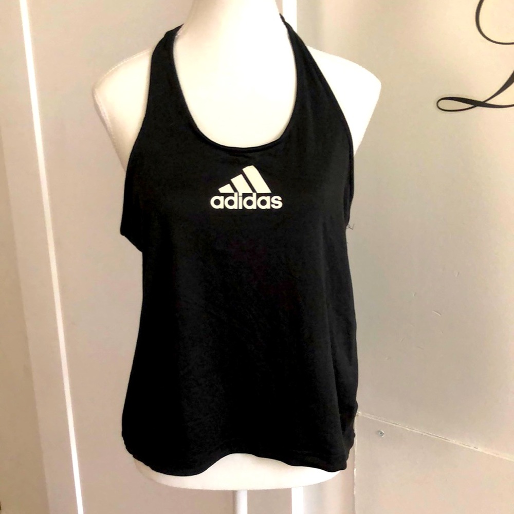 Adidas t-back black workout tank, loose fit